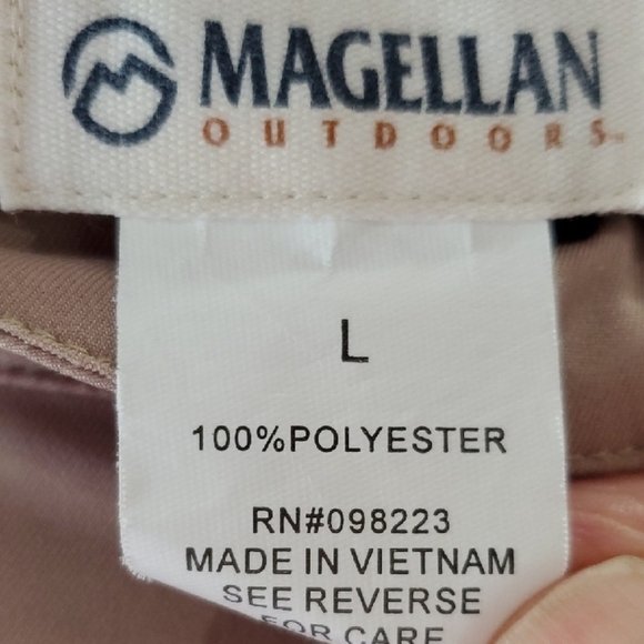 Magellan Outdoors Tan Polyester Pants Drawstring Leg Bottom Capri Length Large - Picture 2 of 14